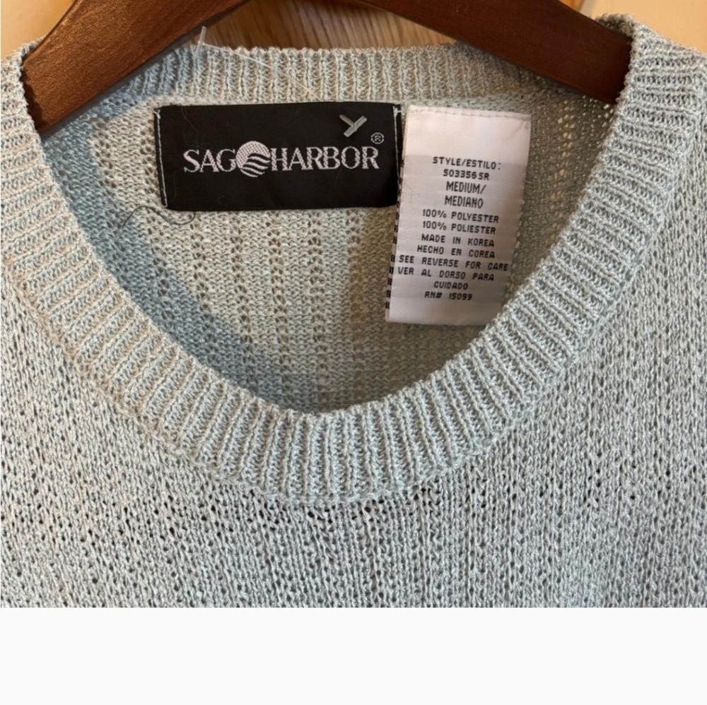 Sag Harbor Light Blue Woven Sleeveless Top